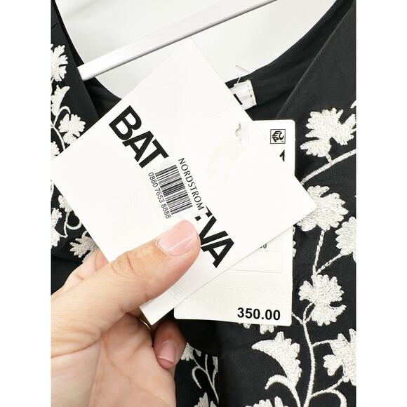 Batsheva Jolie Embroidered Dress in Black With White Embroidery - Picture 4 of 7